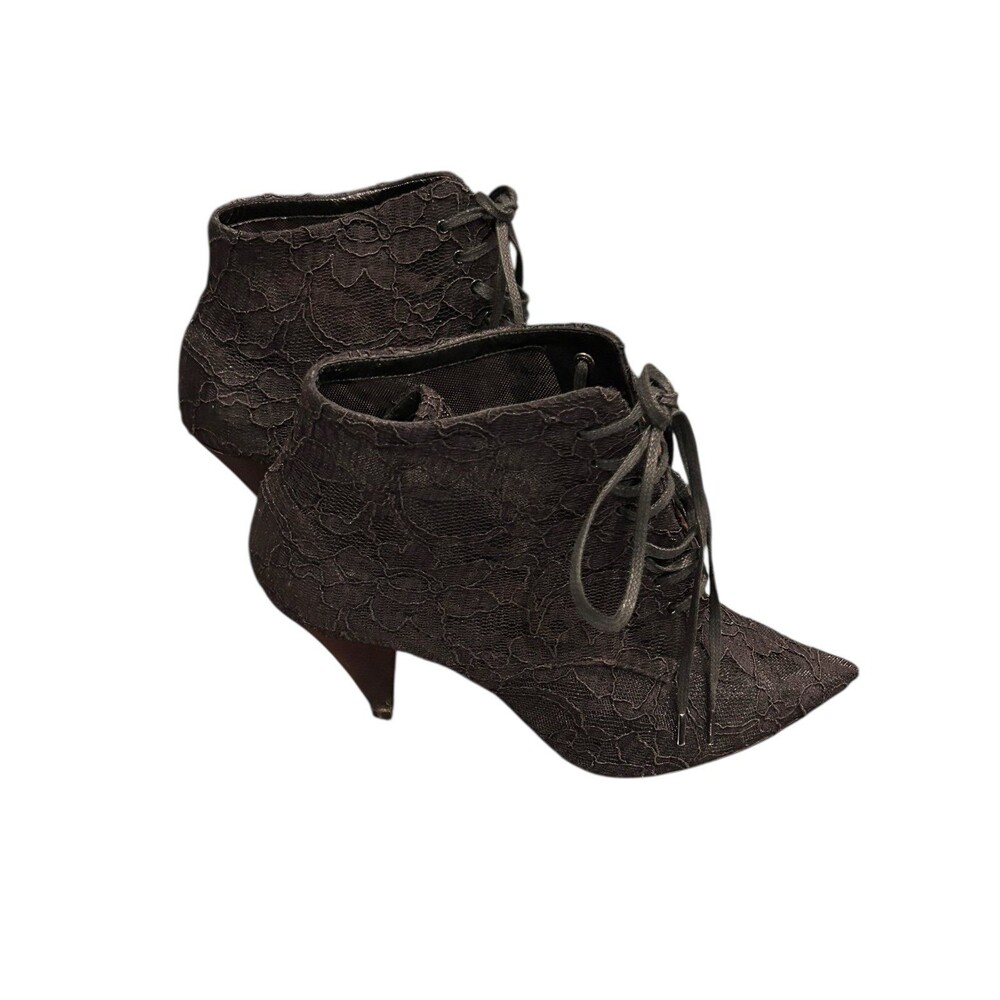 Saint Laurent Era 37.5 Black Lace Up Boots - Picture 3 of 9